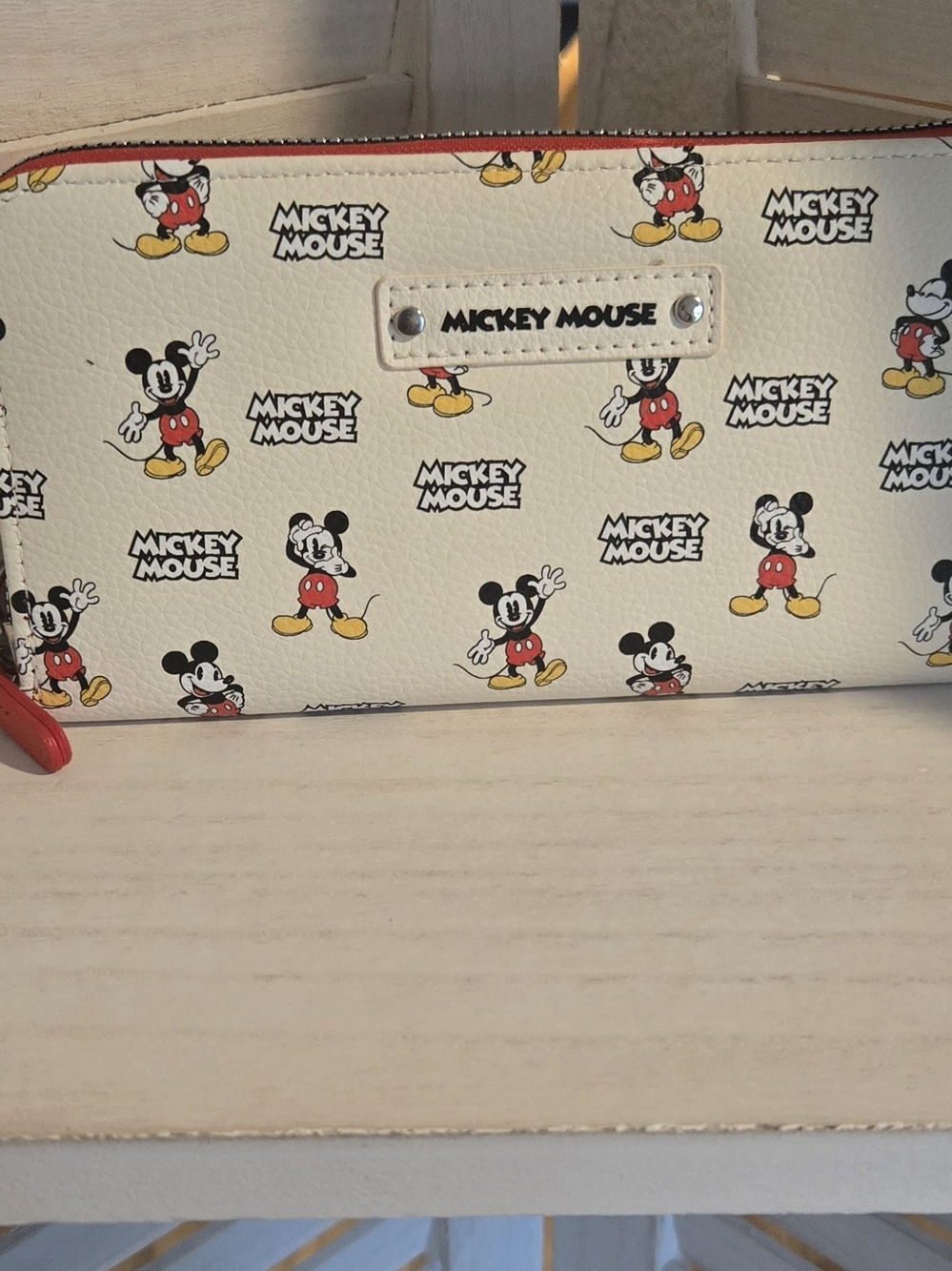 Disney Mickey Mouse Cream Wallet with Red, Yellow and Black Accents